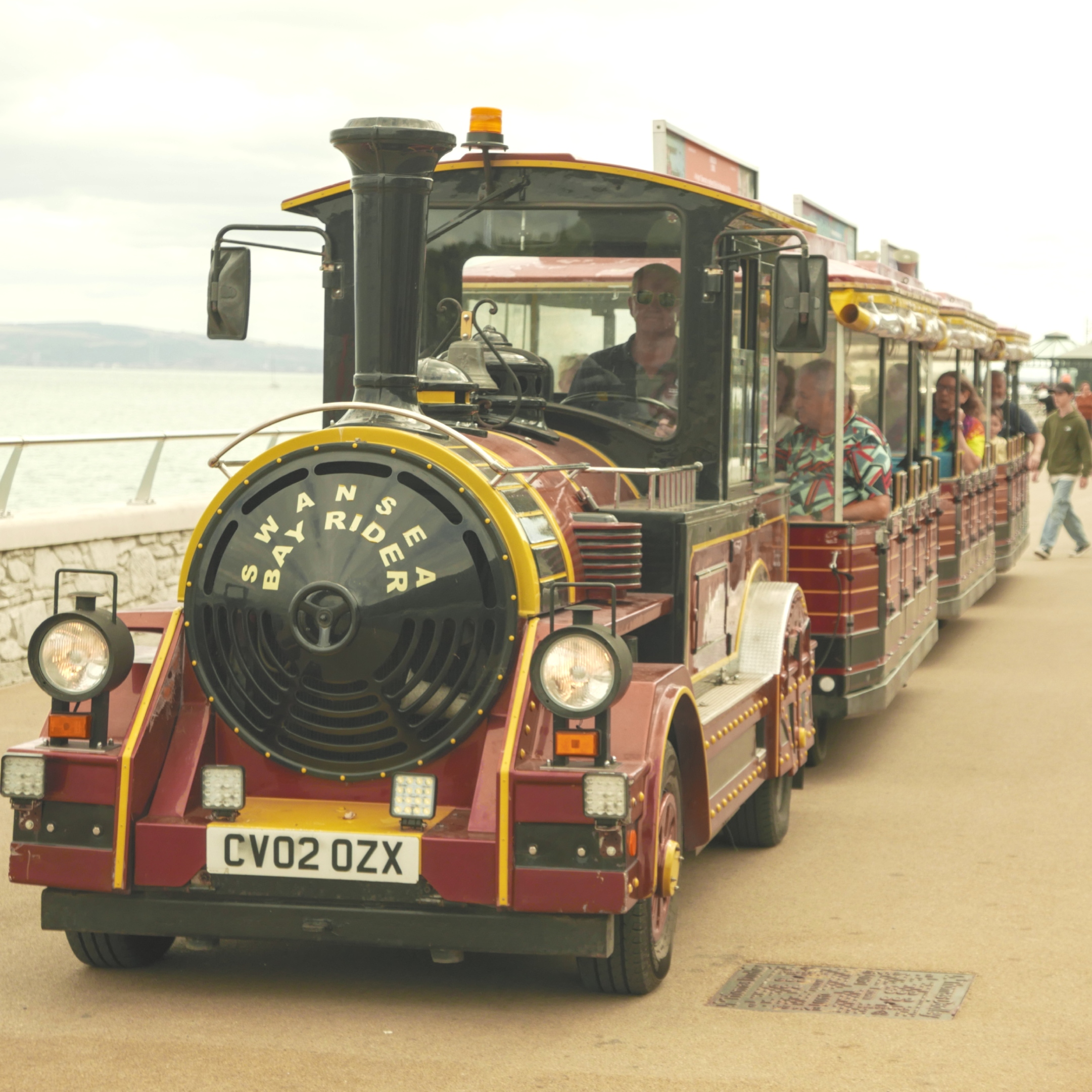 A front view of the land train.