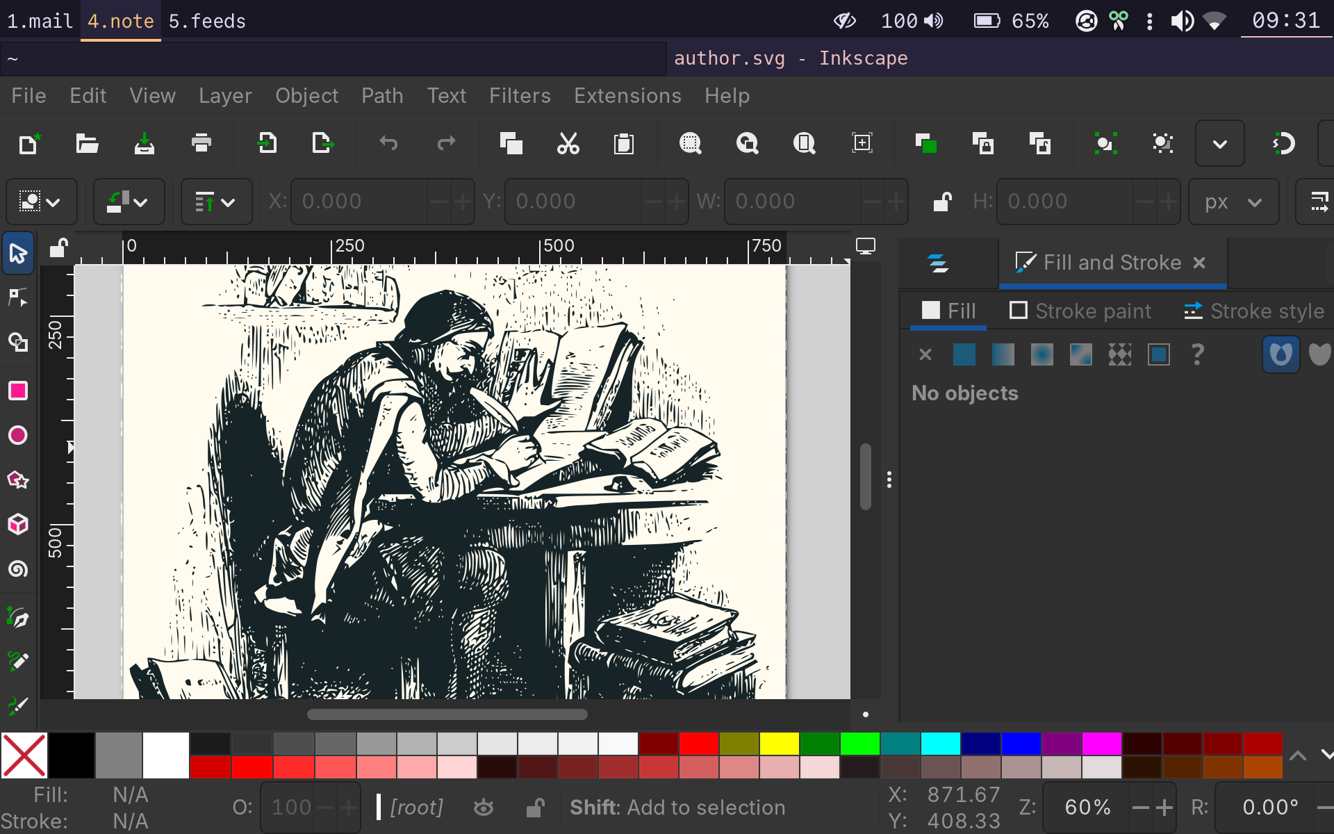 A screenshot of the Inkscape vector graphics package, showing the header image for this post.